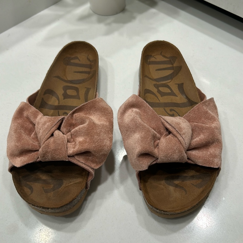 Pink Velvet Bow Sandals